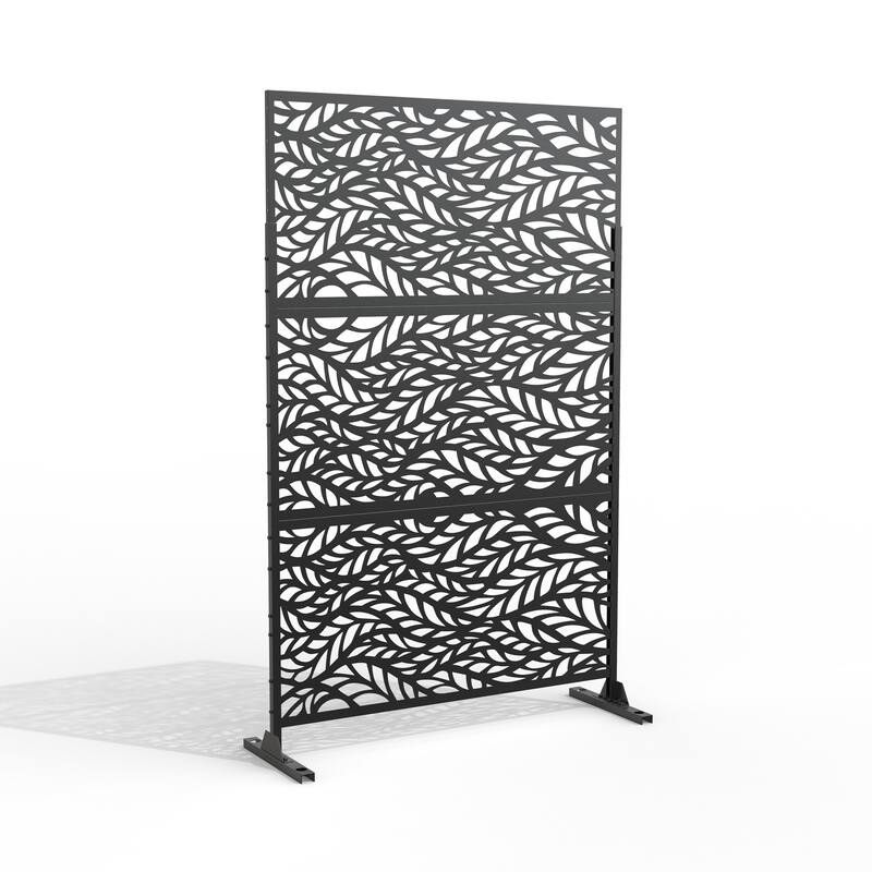 Free Standing Decorative Outdoor Privacy Screen - 07-Black