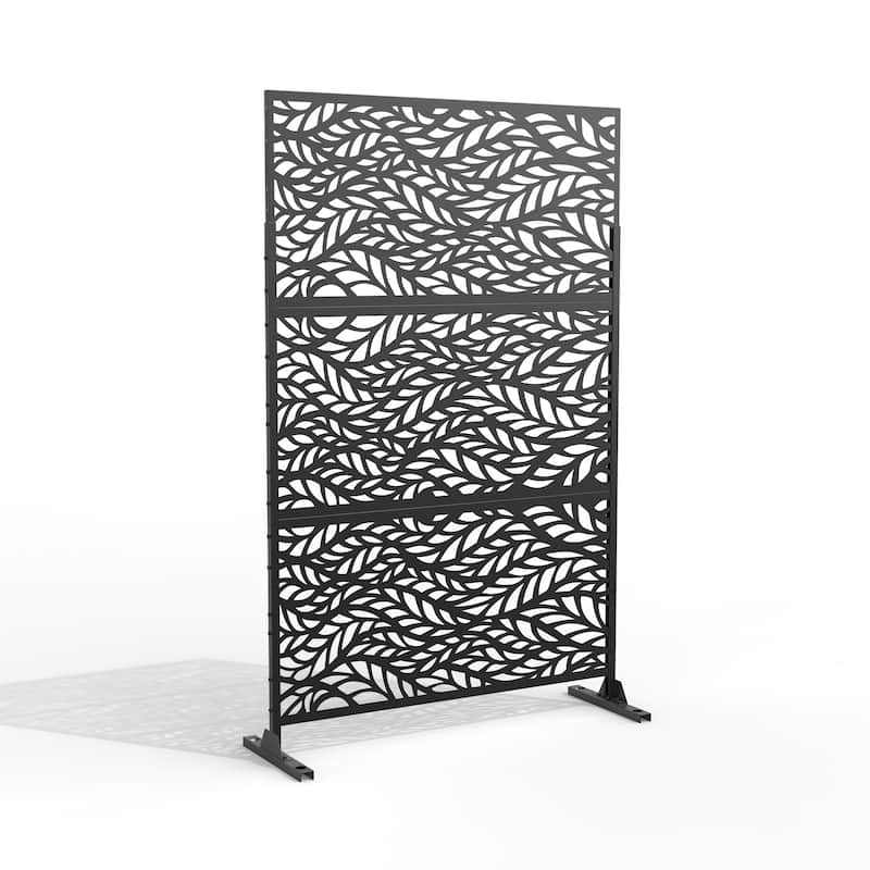 Outdoor Privacy Screen with Stand for Patio Garden Metal Fence
