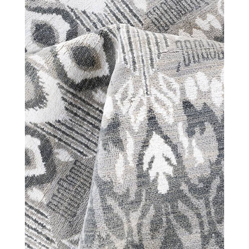 Ikat One-of-a-Kind Hand-Knotted Area Rug, Gray - 8' 0" x 10' 5"