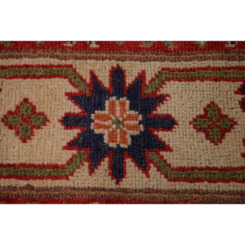 Blue Kazak Oriental Area Rug Handmade Traditional Wool Carpet - 4'0" x 6'4"