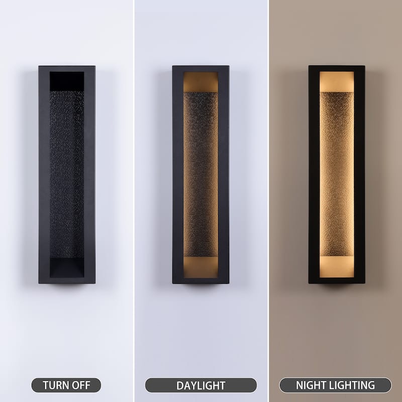 LamQee Modern Black Outdoor Wall Light Linear Textured LED Wall Sconce