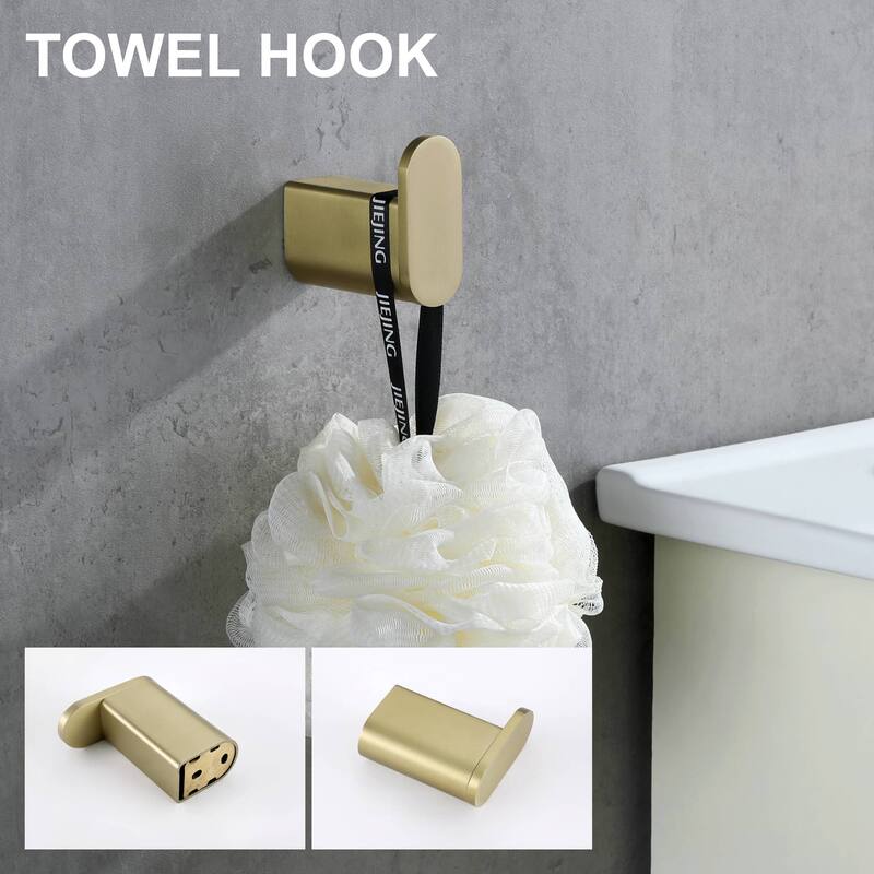4-Piece Bathroom Hardware Set Stainless Steel Towel Bar Set Towel Holder Toilet Paper Holder Robe Hook Wall Mount Accessory Set