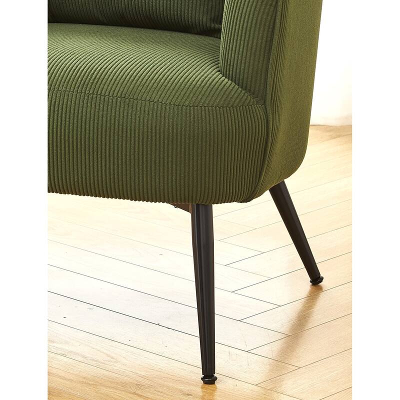 Modern Channel Back Corduroy Velvet Arm Chair