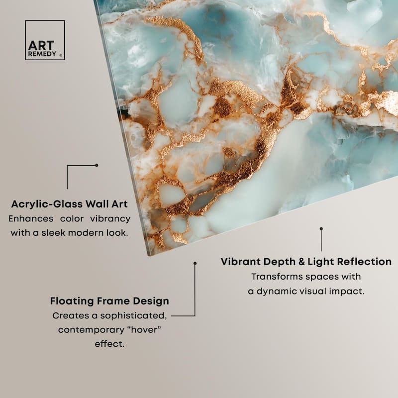 Teal Marble Majesty Acrylic by Art Remedy, Ready to Hang