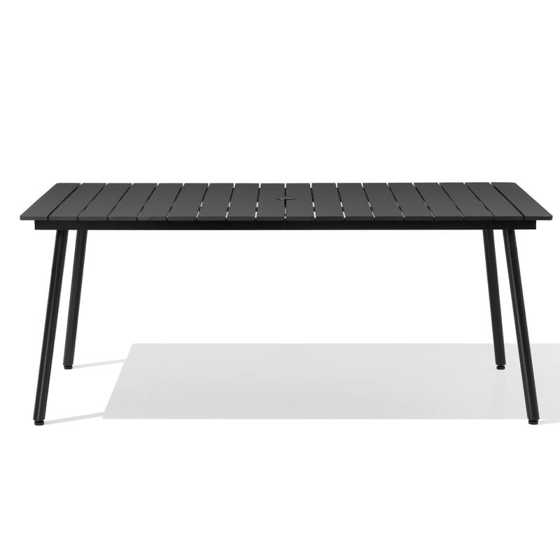 Outdoor Dining Furniture Rectangular Dining Table with Umbrella Hole