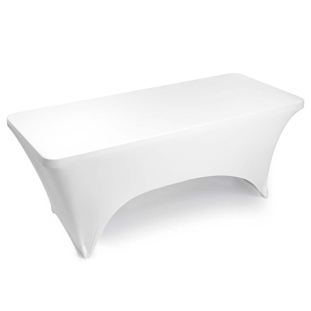 6ft Rectangular Spandex Fitted Tablecloth White