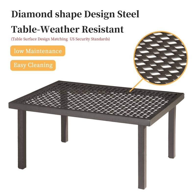 Domi 4-Piece Patio Conversation Set with Cushions, All-Weather Steel Frame Outdoor Furniture