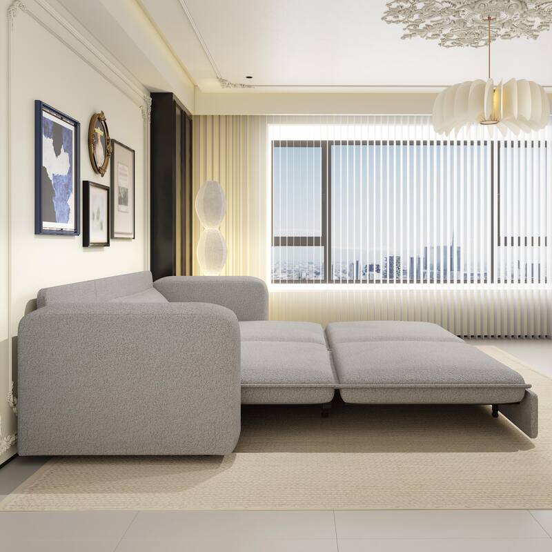 GDFStudio - Teddy 93" 3-in-1 Convertible Sleeper Sofa with 2 Lumbar Pillows