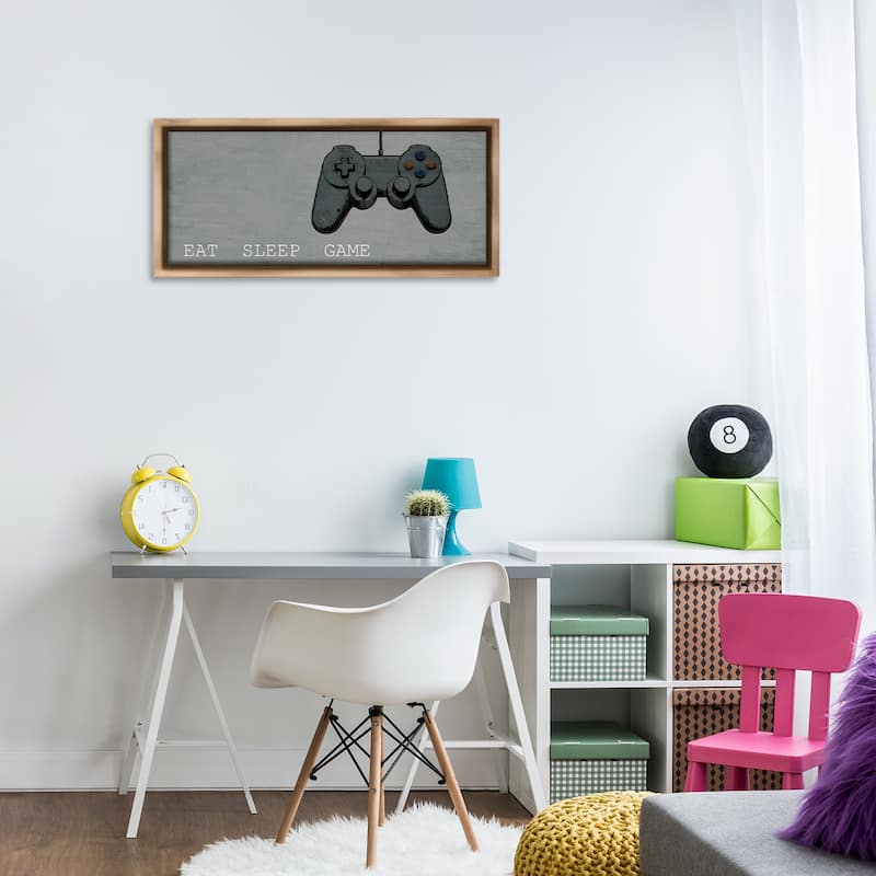 Stupell Eat Sleep Game Hobby Framed Floater Canvas Wall Art Design By Kim Allen