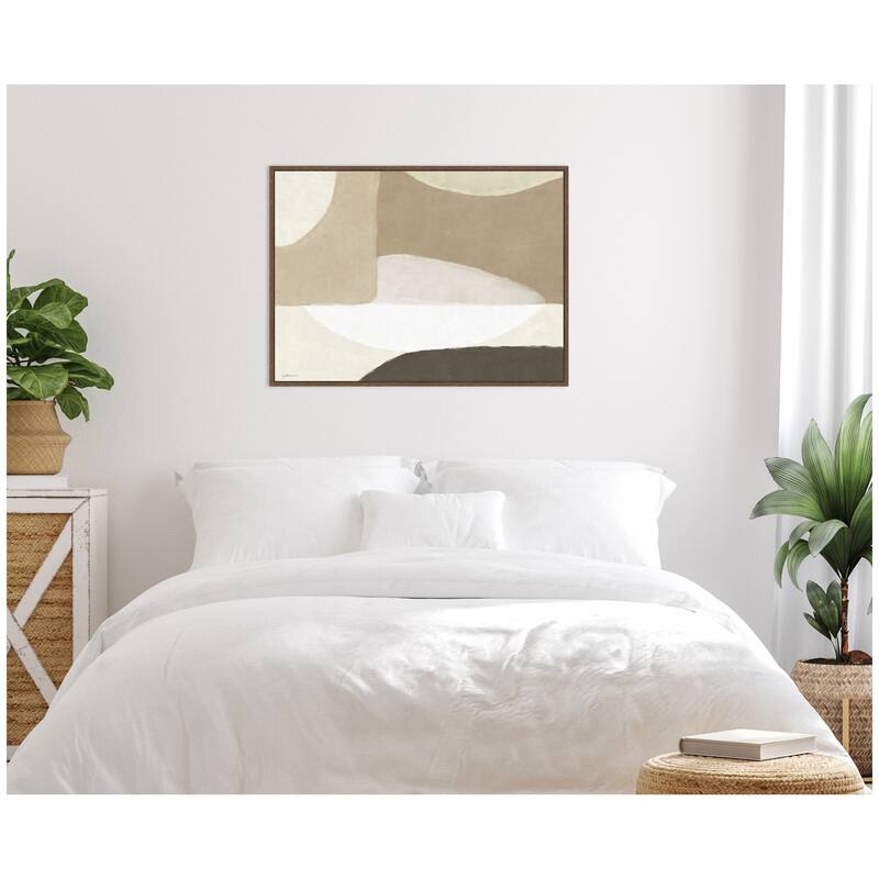 Kate and Laurel Abstract Neutral by Gabrielly Guedes Framed Canvas Wall Art Print