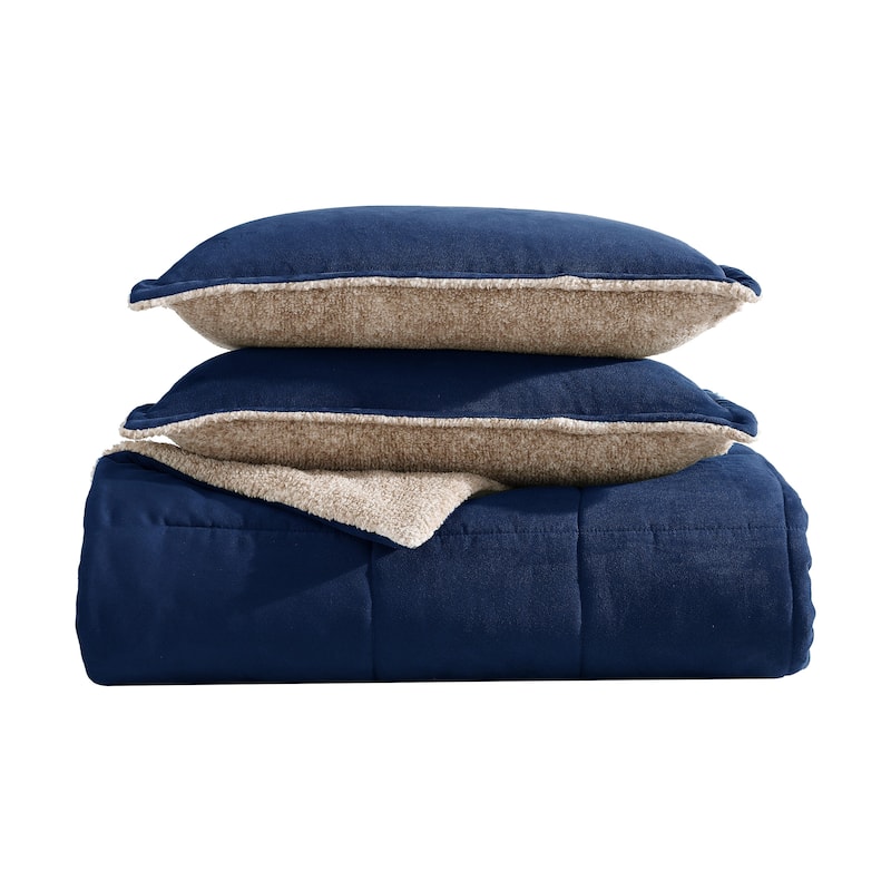 Nautica Beckett Microsuede Reversible Navy Comforter Set