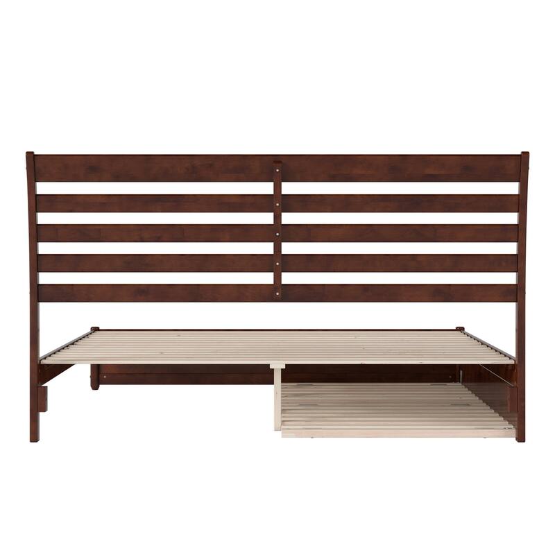 Emelie Platform Bed with Panel Footboard and Twin XL Trundle