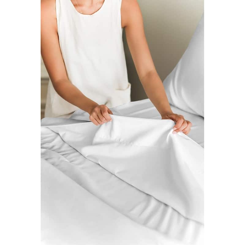CGK Linens Brushed Microfiber Soft Wrinkle free 4 Piece Bed Sheet Set - Queen - White