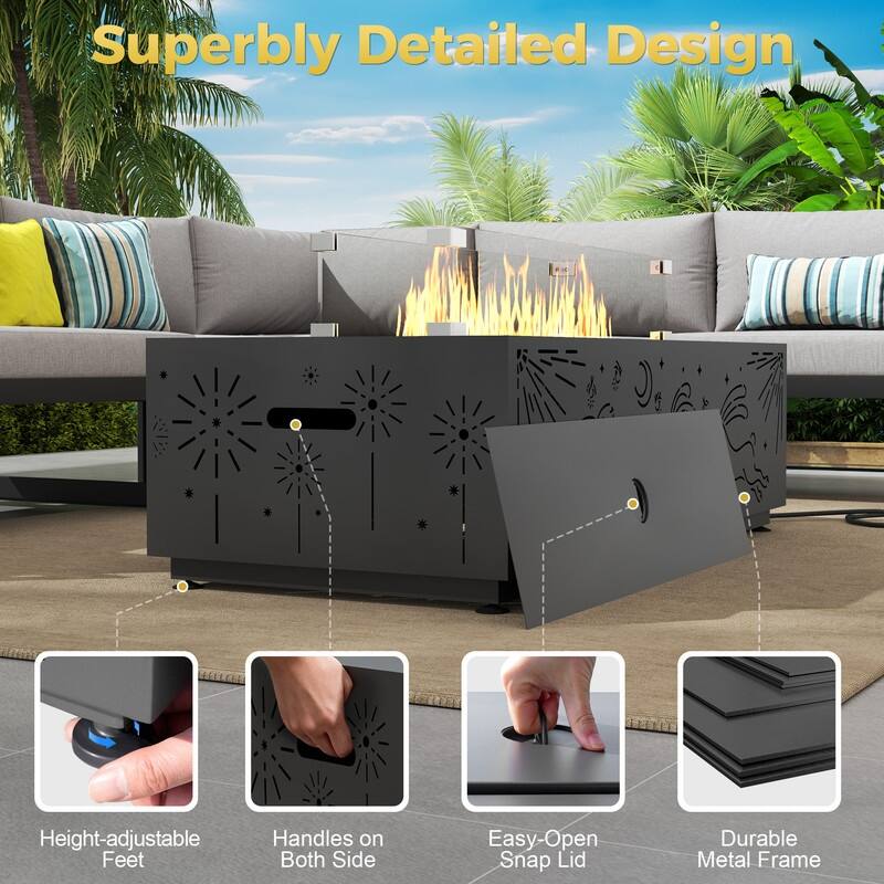 FINCATI 42'' Moon Rabbit-inspired Propane Fire Pit Table, 50,000 BTU Backyard Firepit Natural Gas Fire Table Outdoor