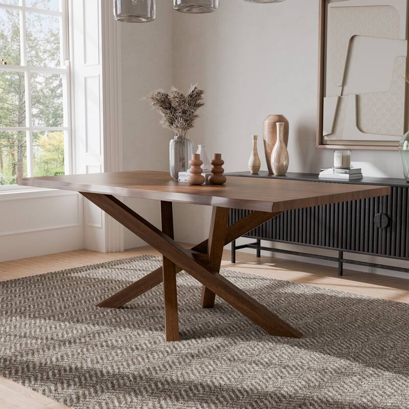 Furniture of America Abigail II Mid-Century Modern Handfinished Solid Wood 71-inch Dining Table - Rich Walnut