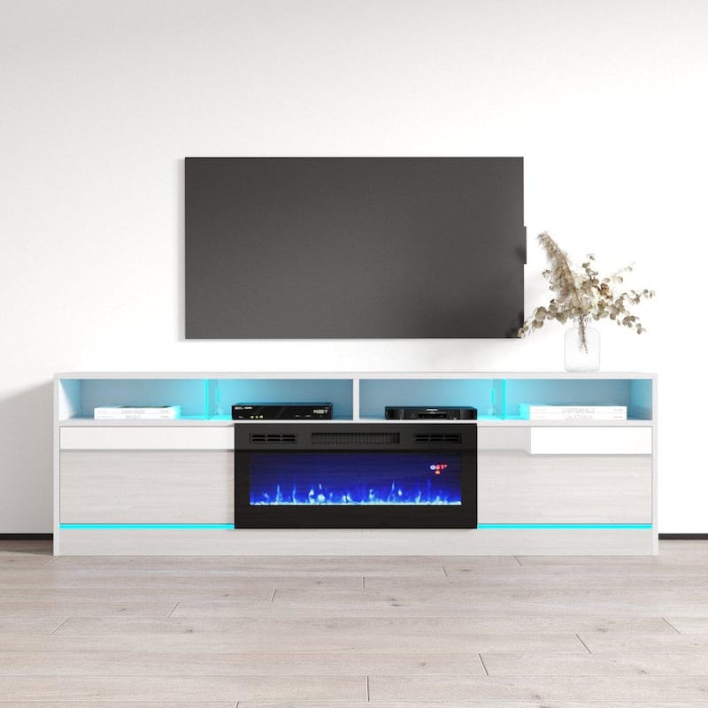 Disparo BL-05 Electric Fireplace 79" TV Stand - White