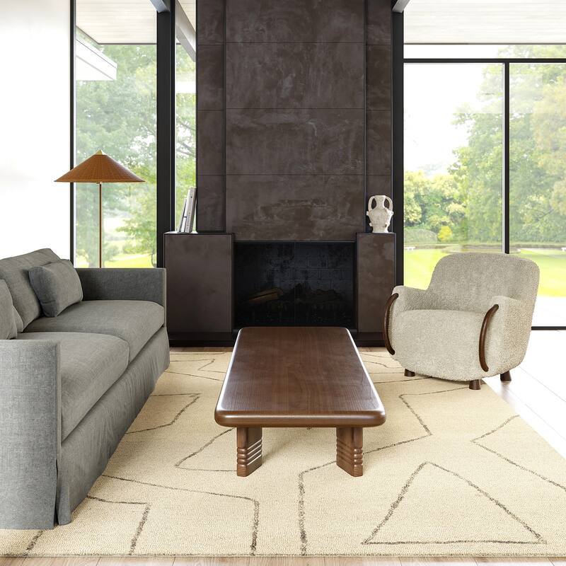 Mulholland Textured Wool Area Rug Area Rug - 7'6" x 9'6" - Cream