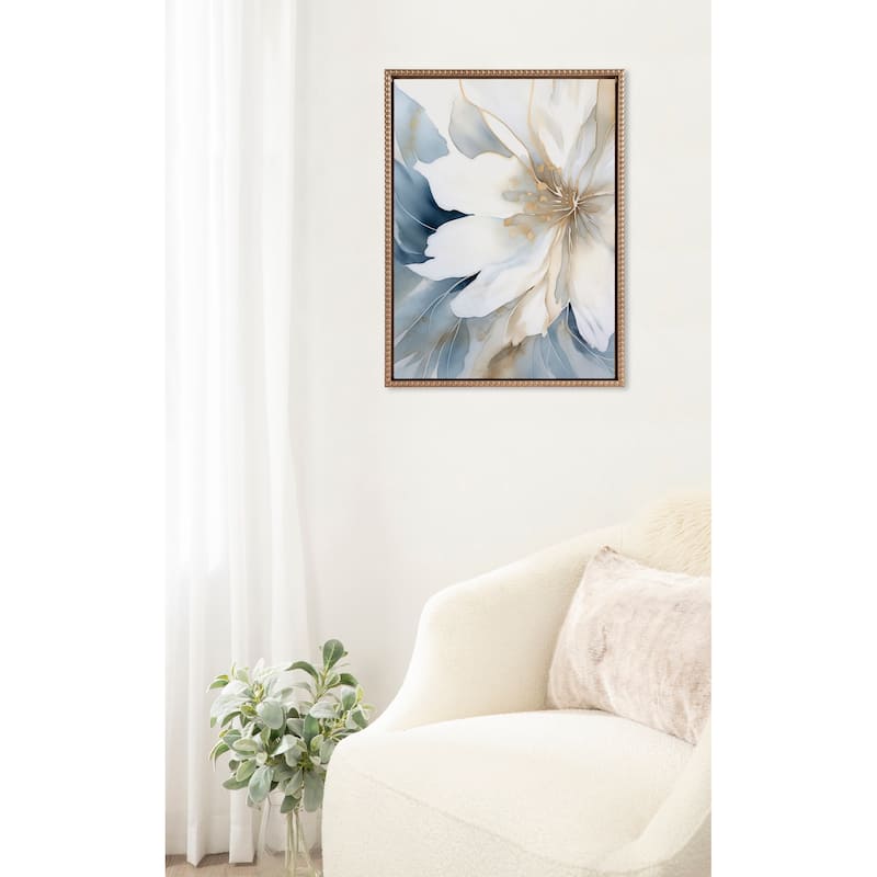 Sylvie Beaded Glam Floral Framed Canvas by Creative Bunch Studio