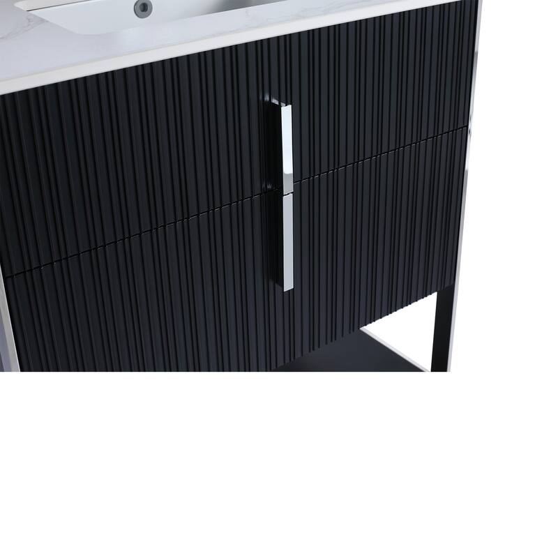 Fine Fixtures Serenity Modern Bathroom Vanity with White Carrara Stone Top