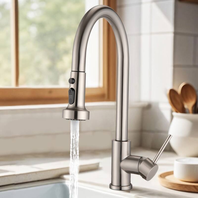 Topcraft Pull Down Single Handle Kitchen Faucet with Baseplate