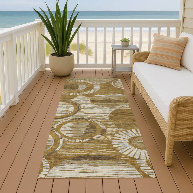 Machine Washable Indoor/ Outdoor Modern Grover Chantille Rug - Walnut - 2'3" x 7'6"