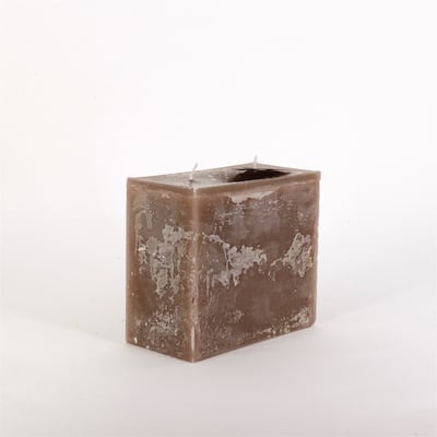 Rectangle 2-Wick Pillar Candle 6.3"x5.15"x3.15" Opaque - Opaque