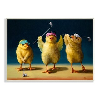 Stupell Golfer Chicks Wearing Sports Visors Golf Clubs Wood Wall Art