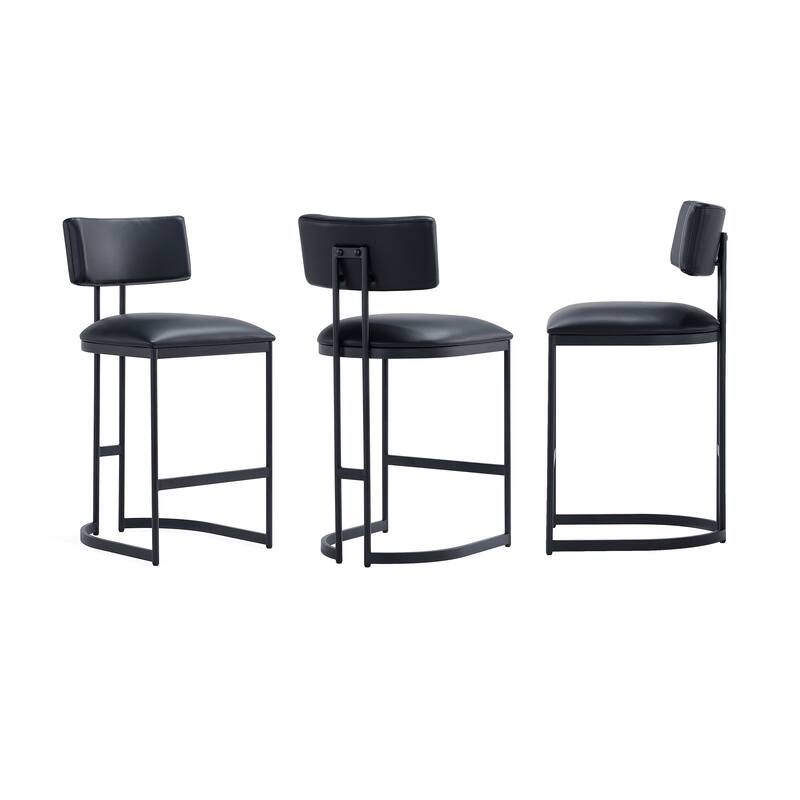 Manhattan Comfort Juno Metal Vegan Leather Counter Stool