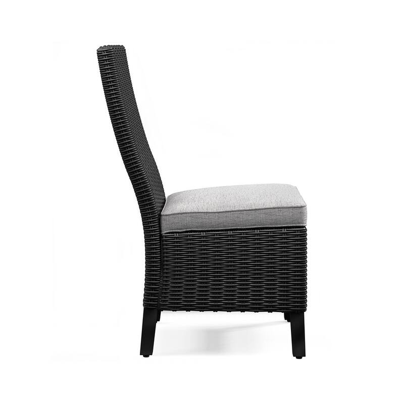 Tira Indoor Outdoor Side Chair Set of 2, Black Wicker, Gray Nuvella
