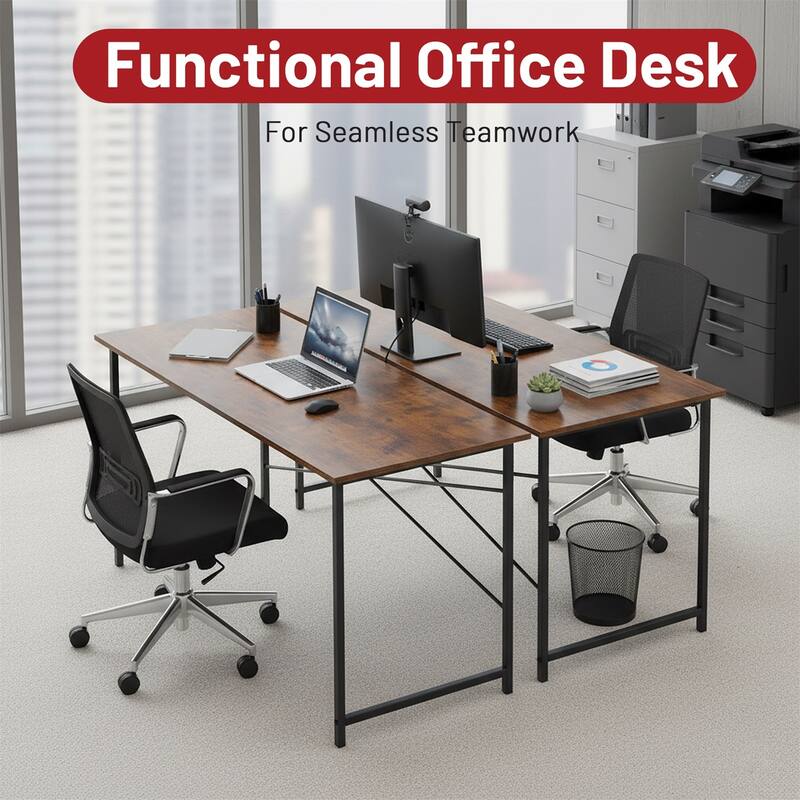 Computer Desk, 40-63 Inch Home Office Desk, Gaming Writing Work from Home Study Desk, Large Legroom, Sturdy Metal Frame