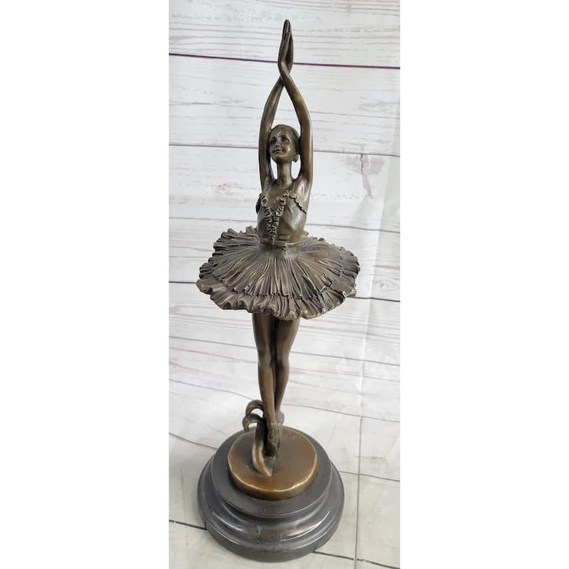 Large Miguel Lopez Prima Ballerina Wearing Tutu Genuine Bronze Sculpture Statue