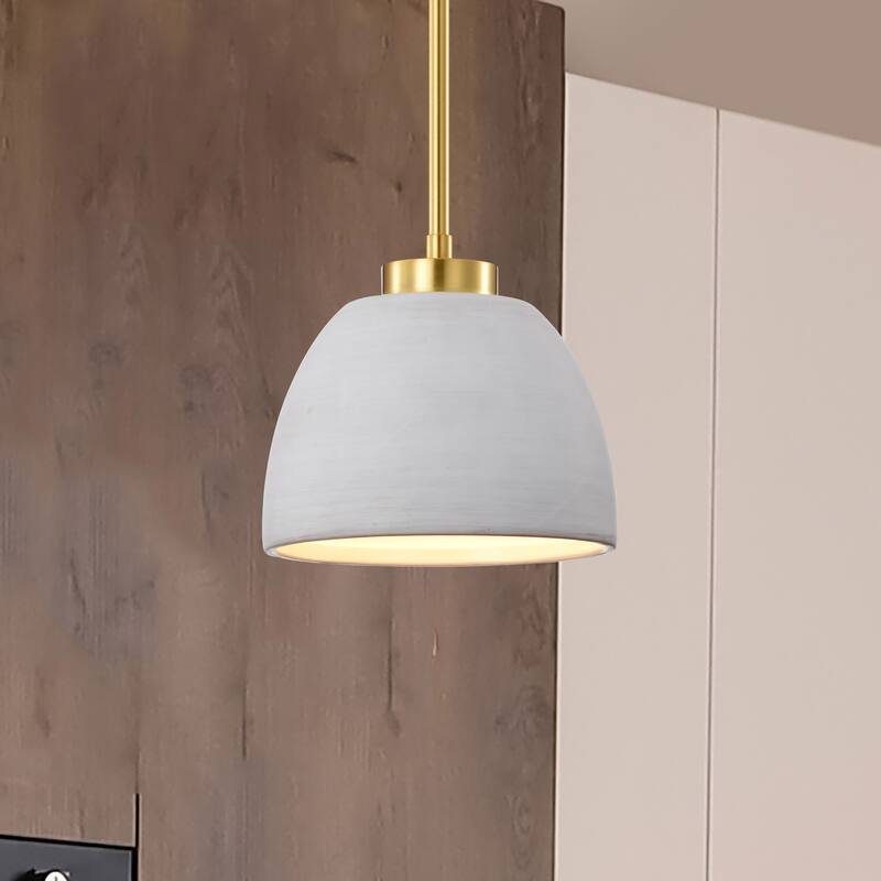 Collins 8 Inch Mini Pendant with White Ceramic - Brushed Brass