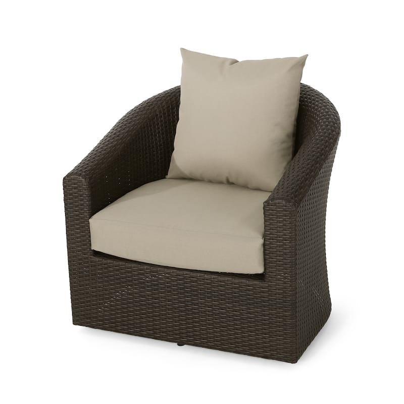 Darius Outdoor Wicker Aluminum Swivel Chair by Christopher Knight Home