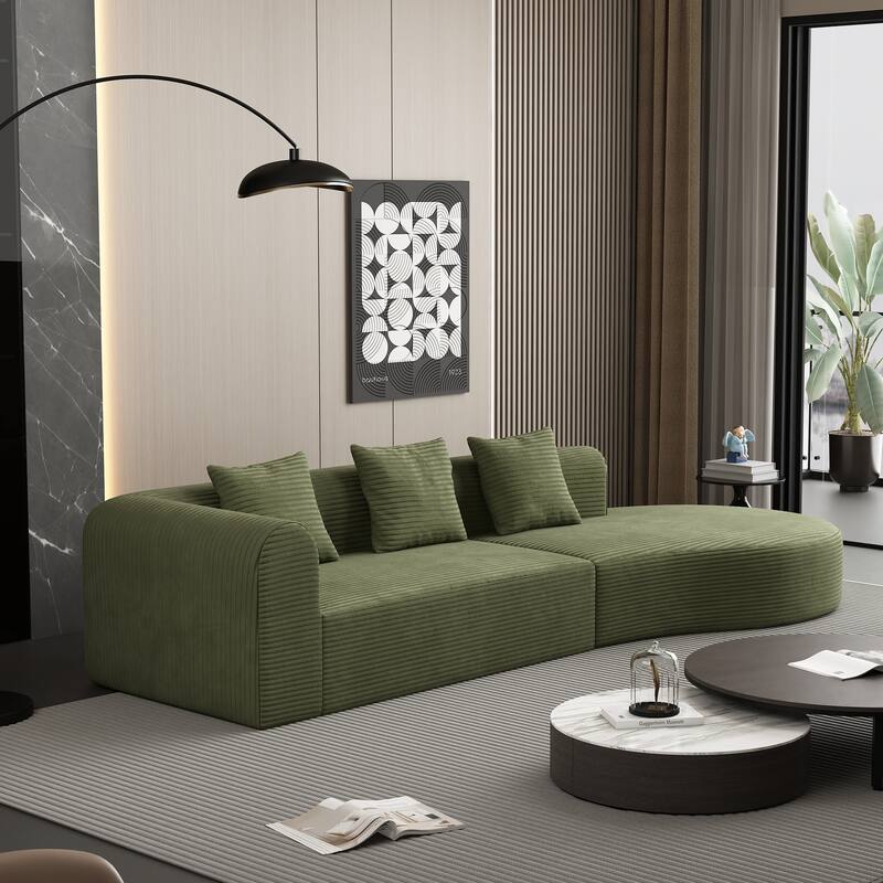 123*37" Extra Large 4-Seat Deep Corduroy Modular Sofa