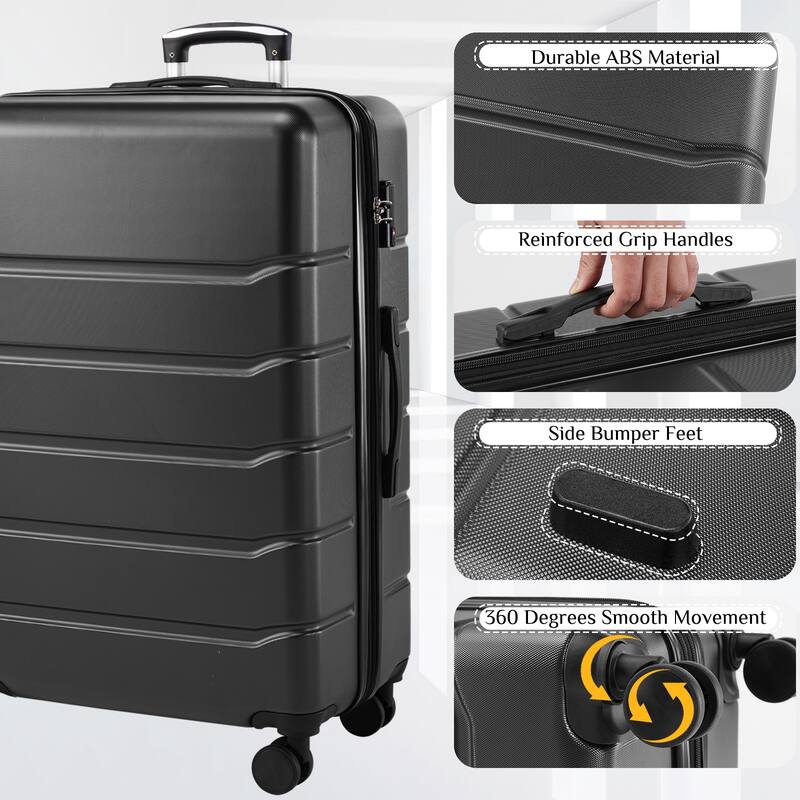 Hard Shell Expandable Lightweight Rolling Luggage with TSA Lock and Spinner Wheels, for Travel