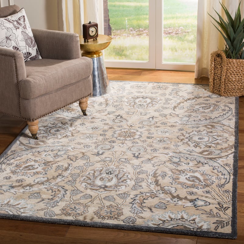 SAFAVIEH Handmade Bella Faith Modern Floral Wool Rug - 4' x 6' - Beige/Multi - Rectangle