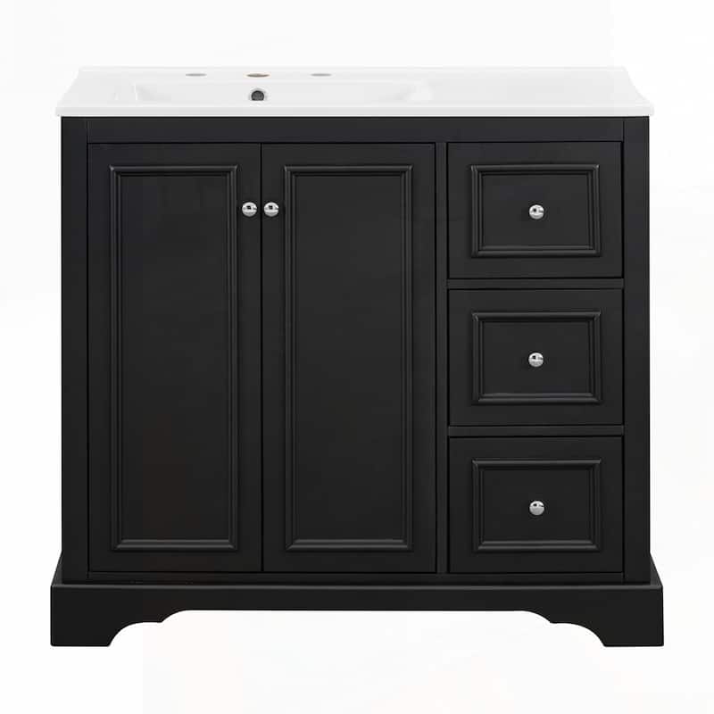 bathroom vanity with ceramic sink