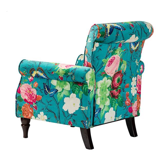 HULALA HOME Nailhead Trim Traditional Accent Armchair with Rolled Arms
