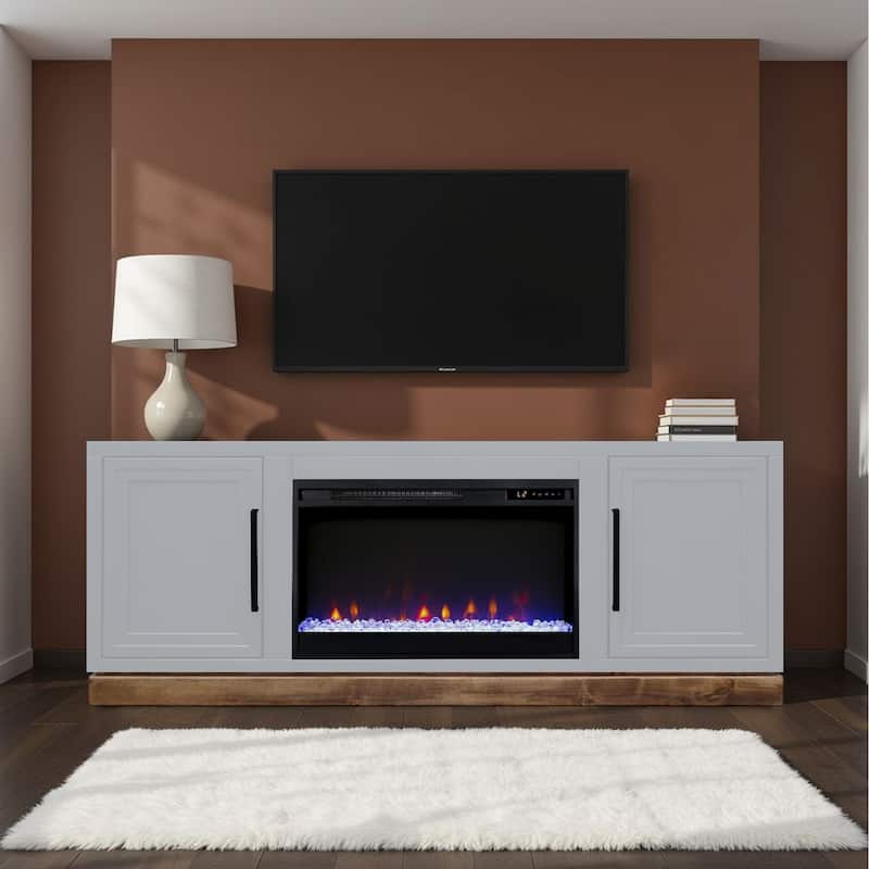 Bridgevine Home Nora 64 inch Fireplace TV Stand, for TVs up to 85 inches, Two-Tone Finish