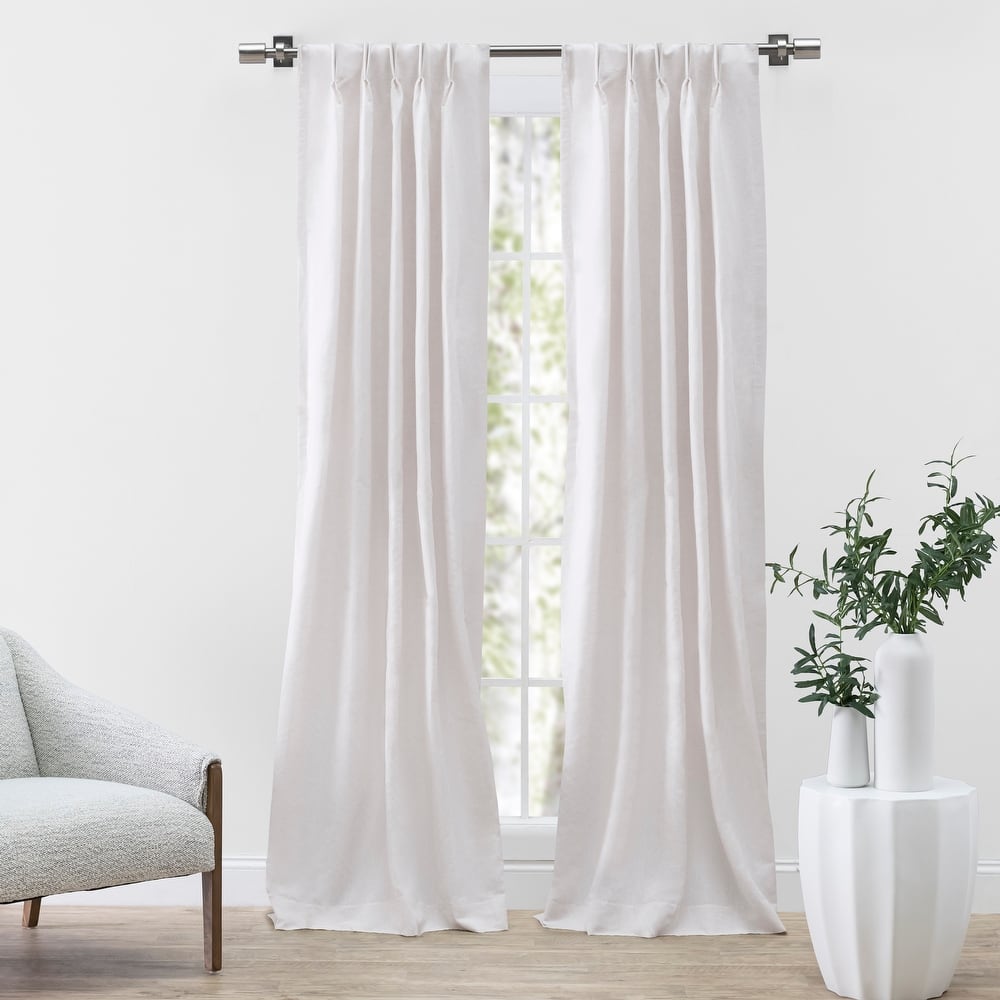 Serene Premium Linen-Cotton Pinch Pleat Curtain Pair W Back Tabs