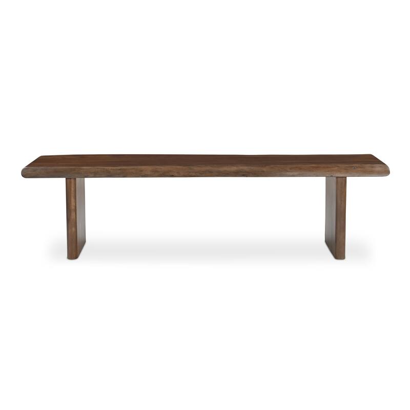 NADAAL STUDIOS Nadaal Jorah Dining Bench, Live Edge Solid Acacia Wood with Matte Gloss Finish, Seats 3, Brown - Brown