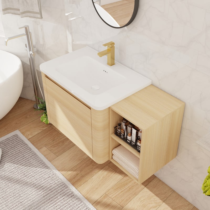 Beingnext 24''/28''/36''/40''/60''/68'' Floating Bathroom Vanity with Sink, Wall Mounted Bathroom Vanity with Soft Close Door
