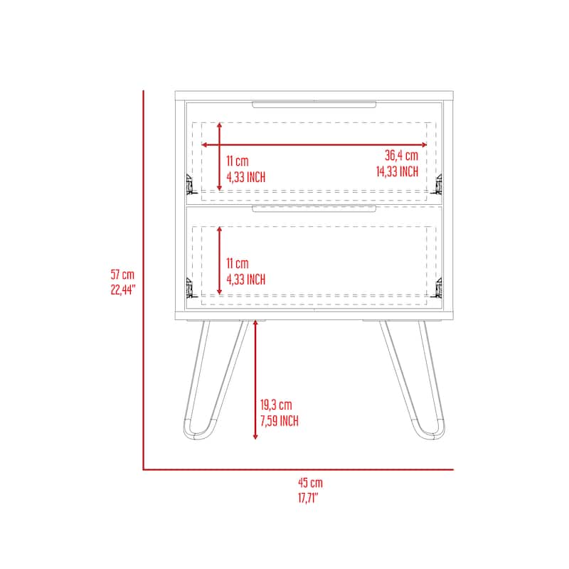 Mansfield 2-Drawer Rectangle Nightstand