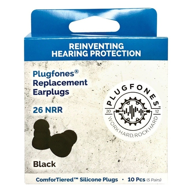 Plugfones PRP-SB10 ComforTiered Replacement Ear Plug, Black
