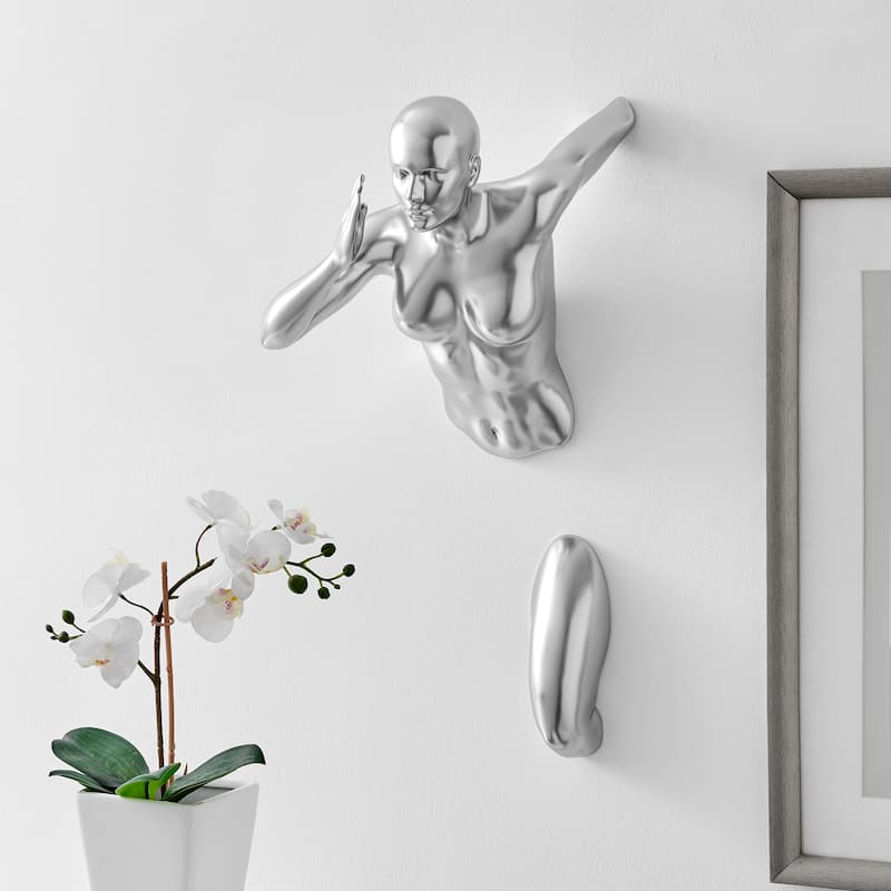 Woman Runner 20" Wall Sculpture - Chrome