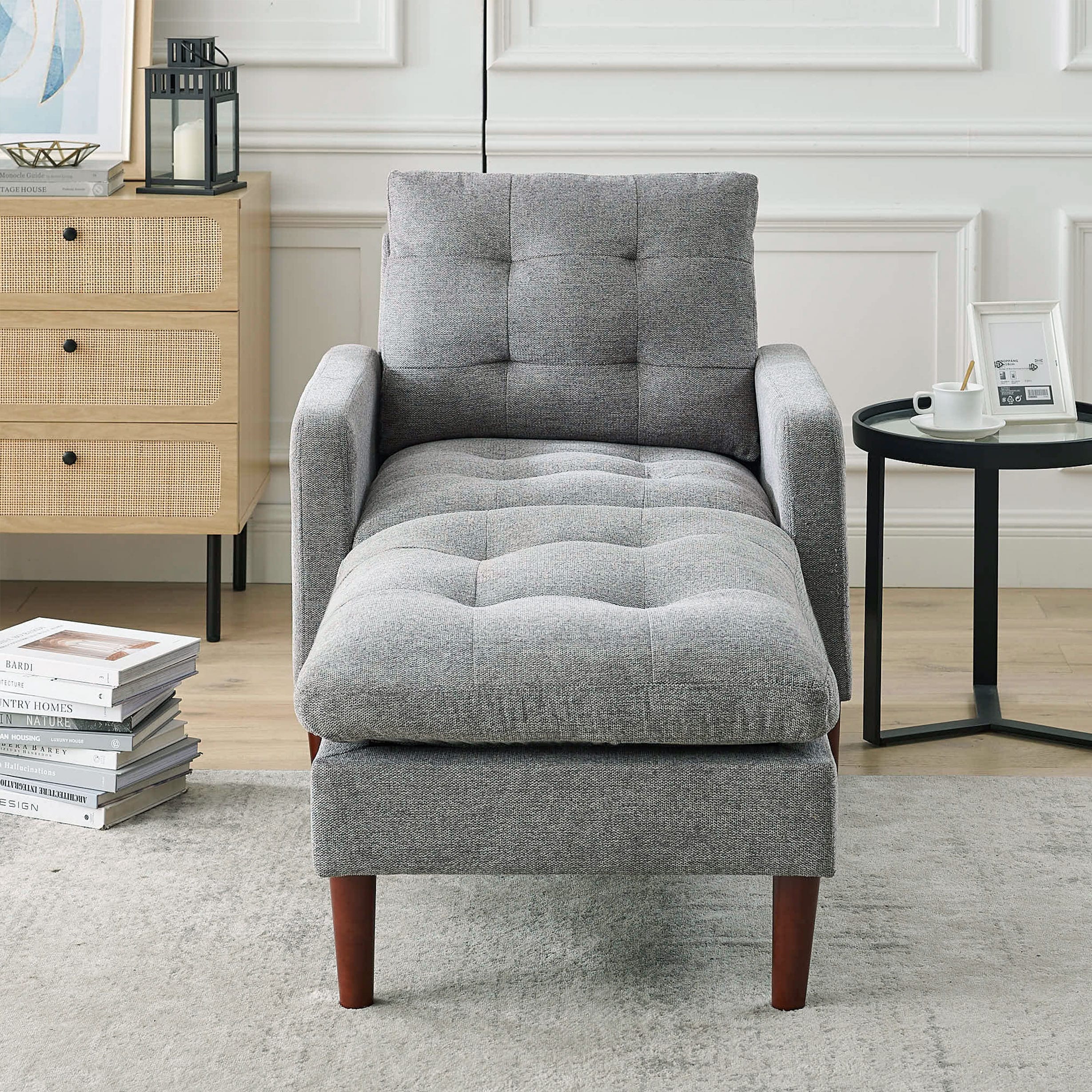 Chair Ottoman Sets Modern Fabric Single Sofa Chair Comfortable