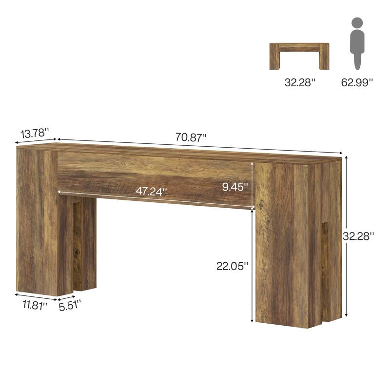 71-Inch Console Table for Entryway, Farmhouse Sofa Table Behind Couch, Wood Entrance Accent Table