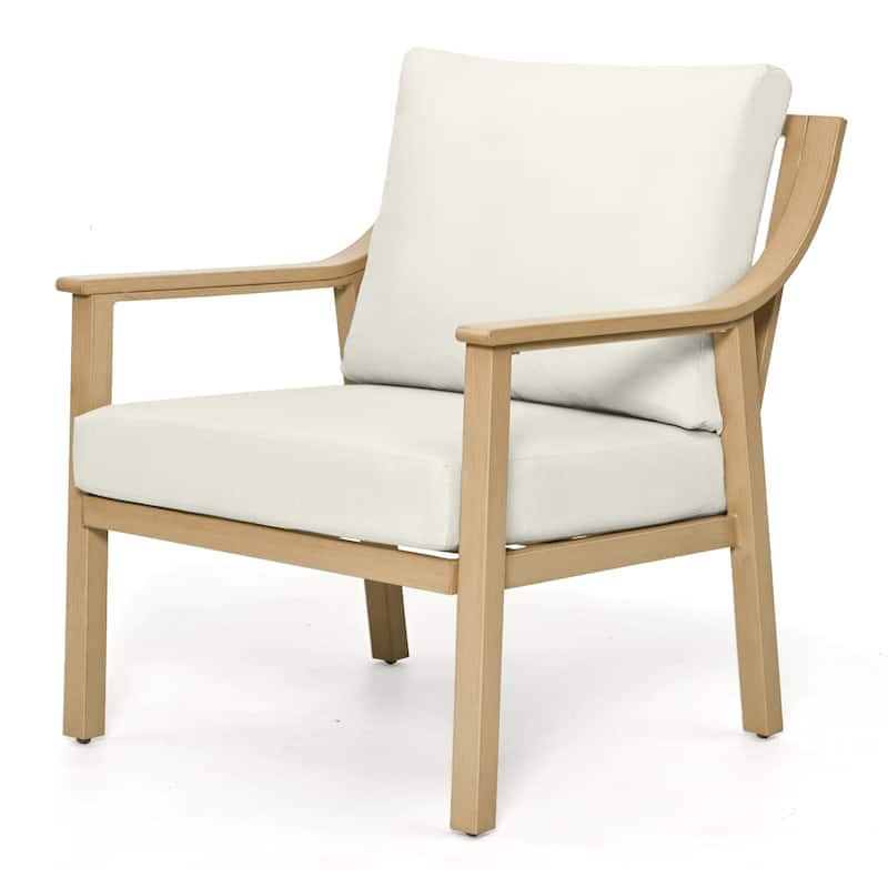1-Piece Outdoor Aluminum Patio Chair With Cushions - Beige