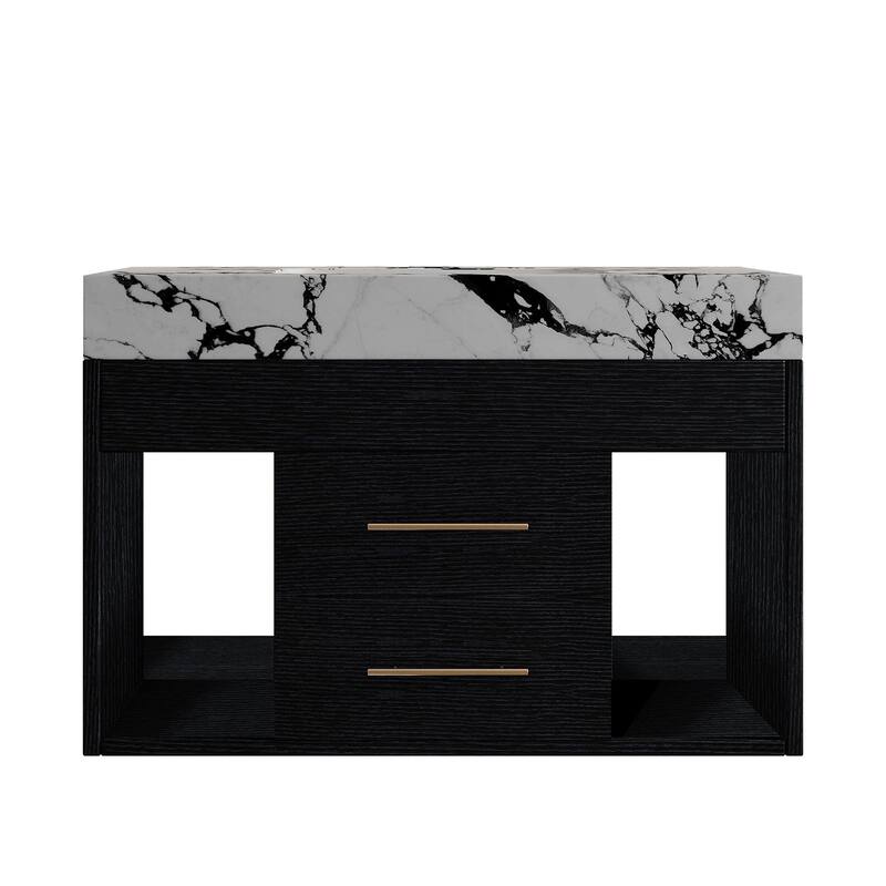 GDFStudio - Modern 29.9" Floating Bathroom Vanity with Sintered Stone Top, Ceramic Sink & U-Shape Drawers