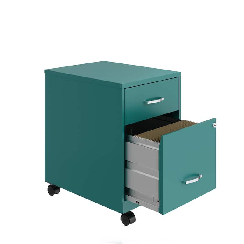 Space Solutions 18" Deep 2 Drawer Letter Width Mobile Vertical File Cabinet with Accessory Drawer - Green